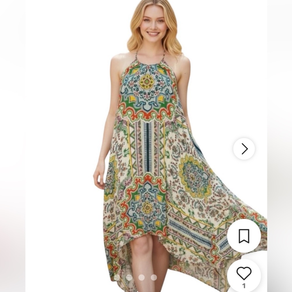 Anthropologie / Ella Halter Handkerchief Tunic Dress Multicolor size XS/S